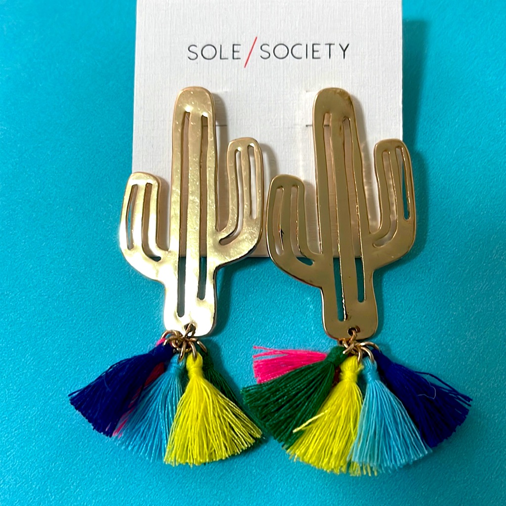 Sole Society Gold Saguaro Cactus W/Tassels Pierced
